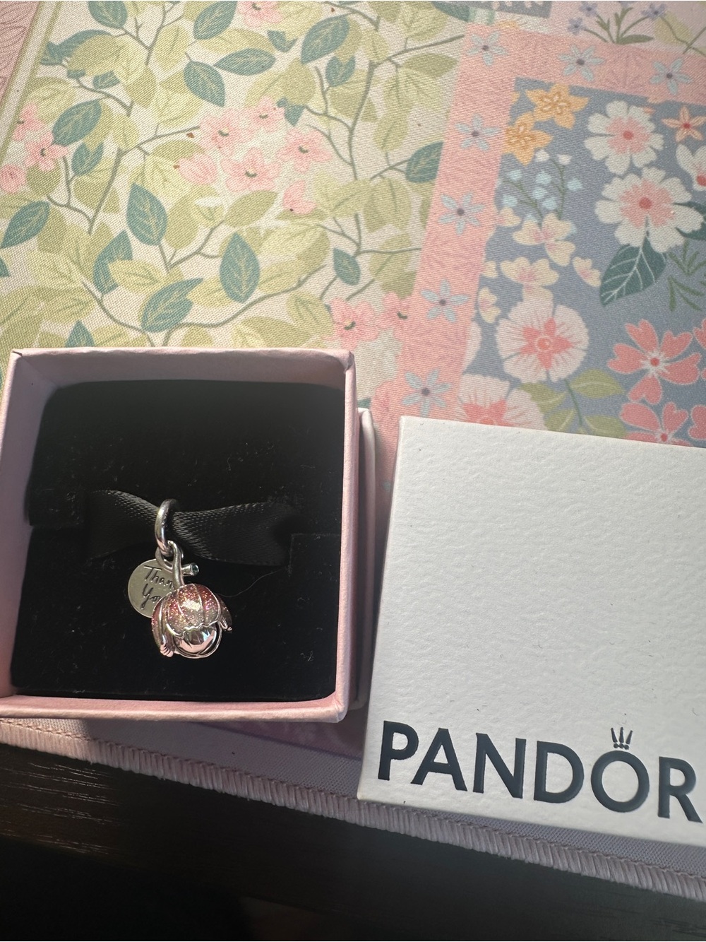 Pandora Silver Pink Tulip Dangle Charm *NEW*
